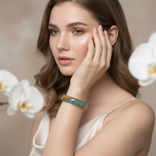 Bracelet bois naturel et résine nacrelune.com bracelet