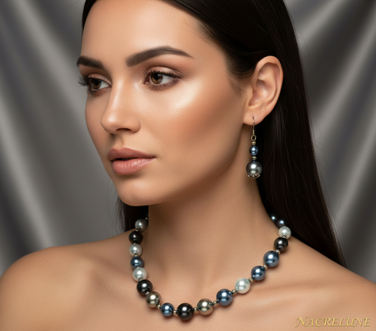 Parure en perles de nacre multicolores NACRELUNE parure