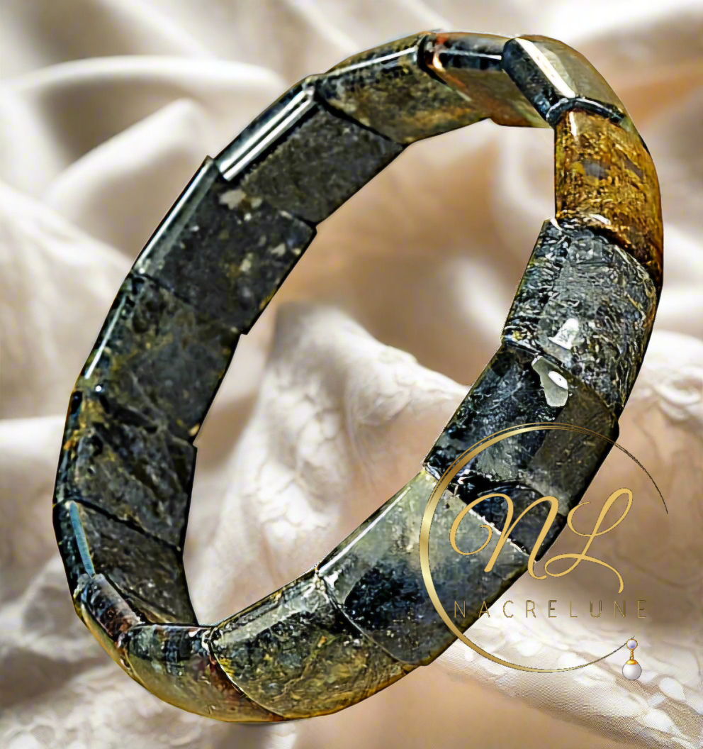 Bracelet en pietersites polies montées sur élastique