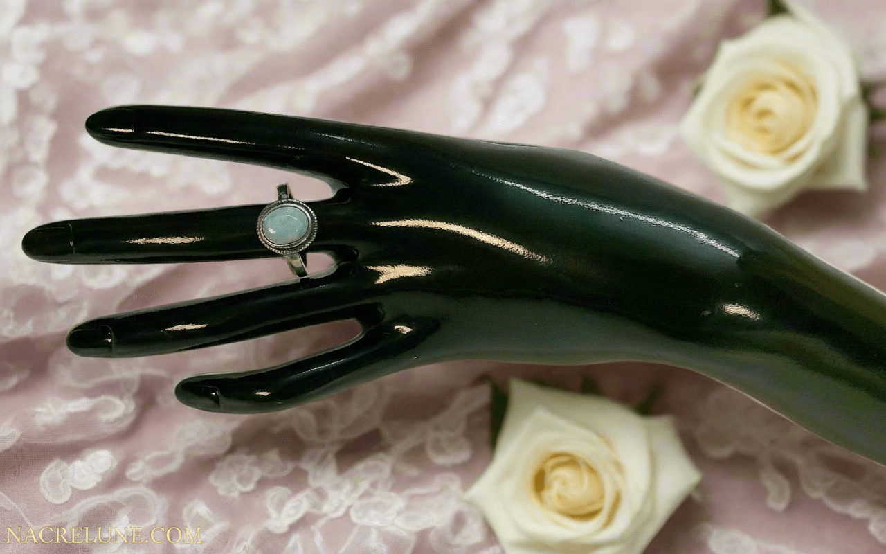 Bague en argent 925 et pierre larimar NACRELUNE Bague