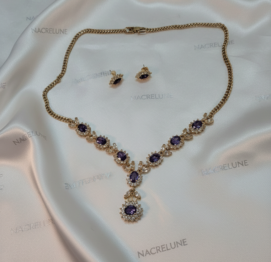Parure zirconia améthyste NACRELUNE parure