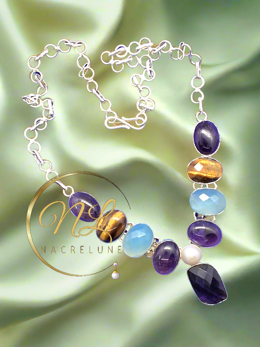 Collier en argent et pierres fines NACRELUNE collier