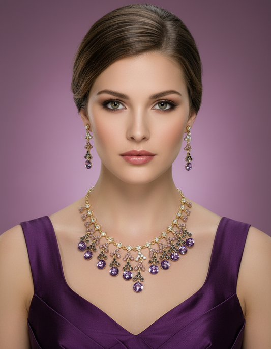 Parure en strass avec pampilles rondes : choisissez votre couleur NACRELUNE parure