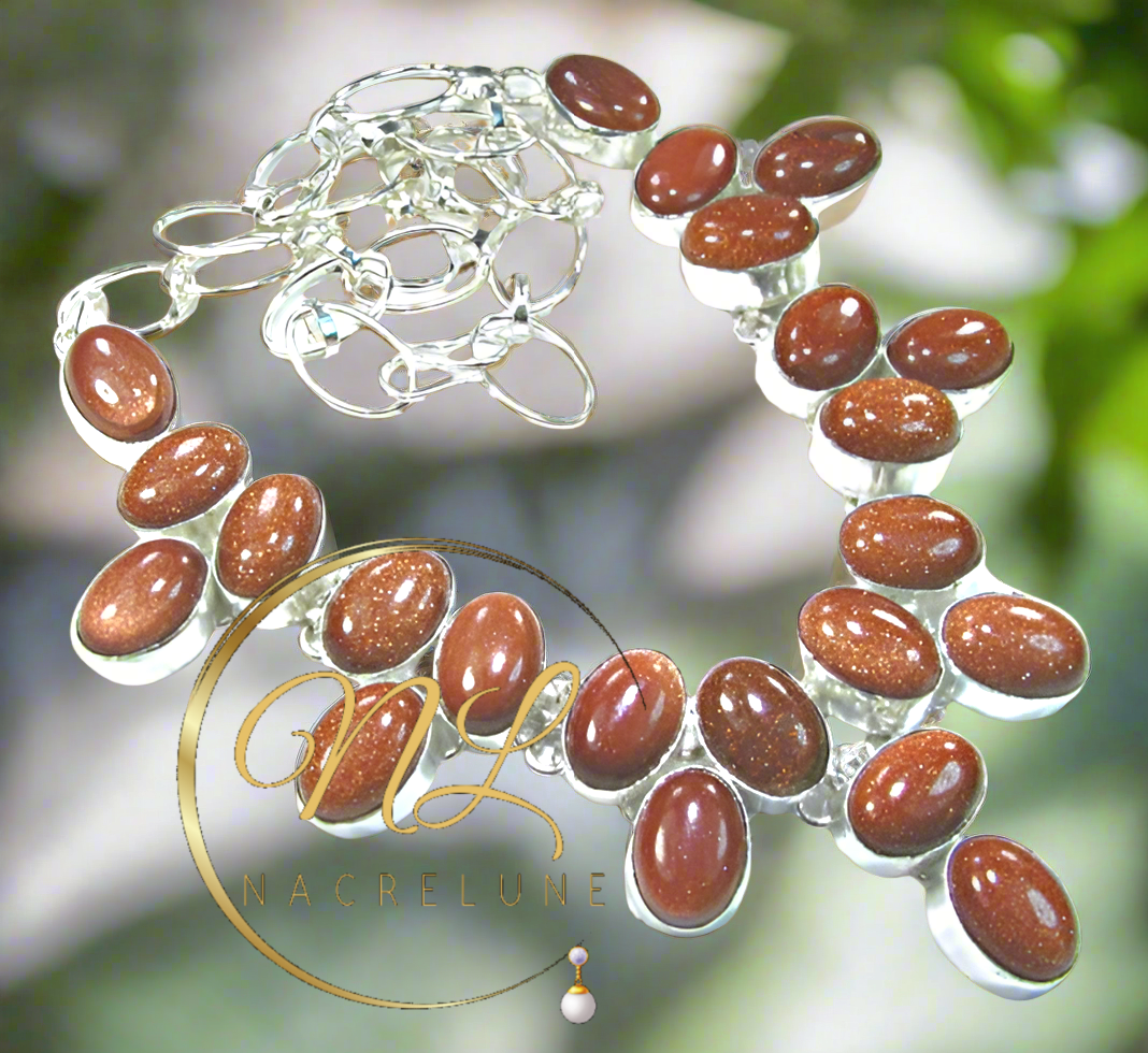 Collier en argent 925 avec pierres de soleil