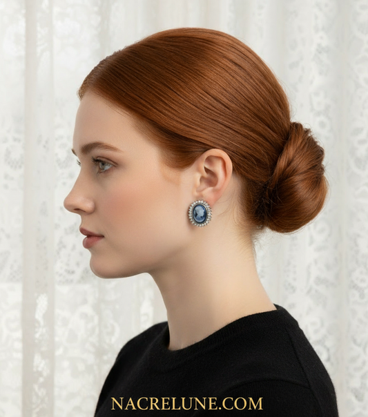 🎃Boucles d'oreille camée fantaisie NACRELUNE boucles d'oreille