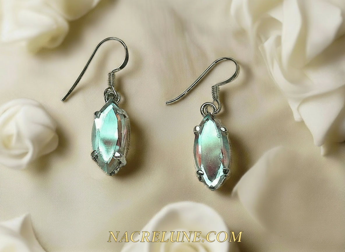 Boucles d’oreille en argent avec topazes traitées mystiques claires NACRELUNE boucles d'oreille