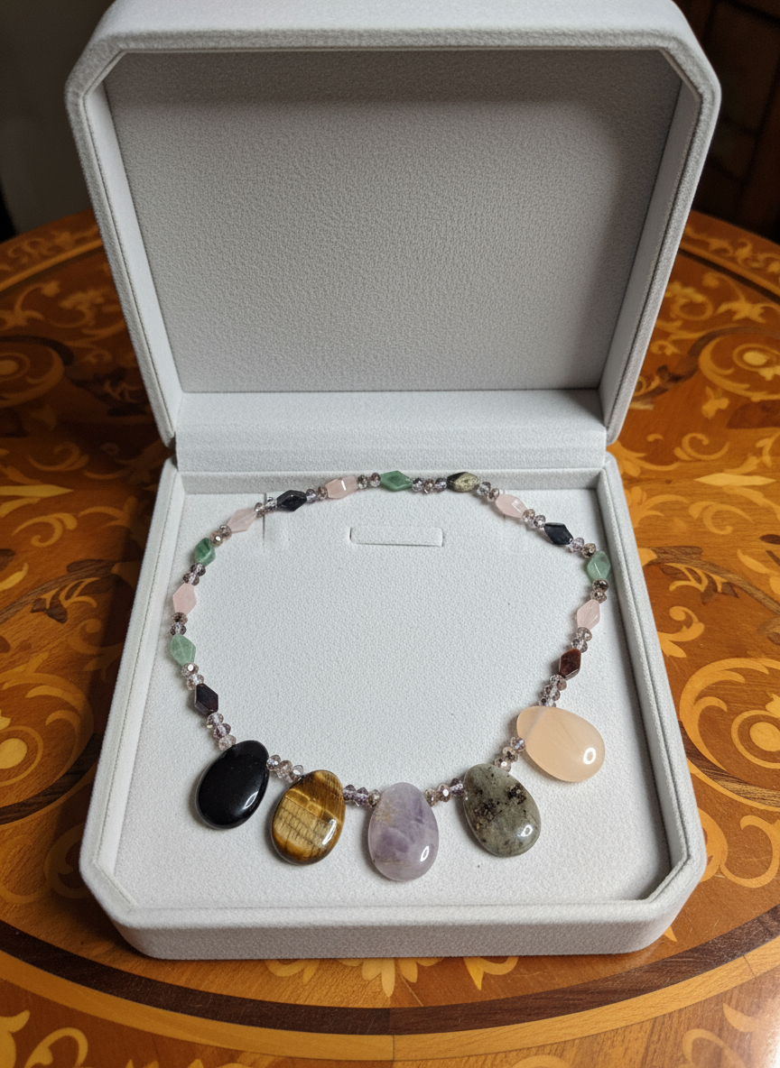 🎃Collier de pierres naturelles semi précieuses NACRELUNE collier