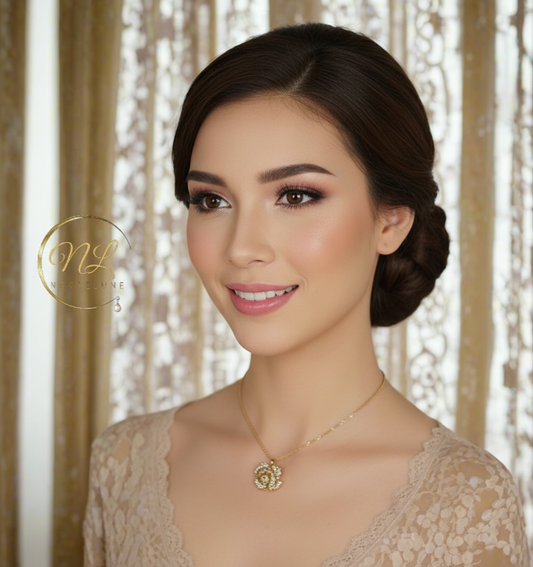 Pendentif en strass en forme de rose stylisée NACRELUNE pendentif