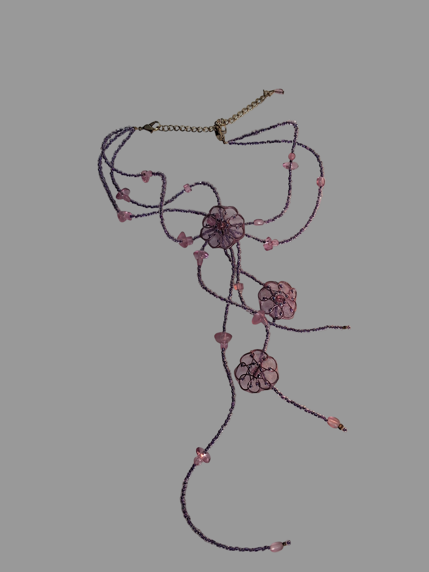 Collier roses en perles de rocaille NACRELUNE collier