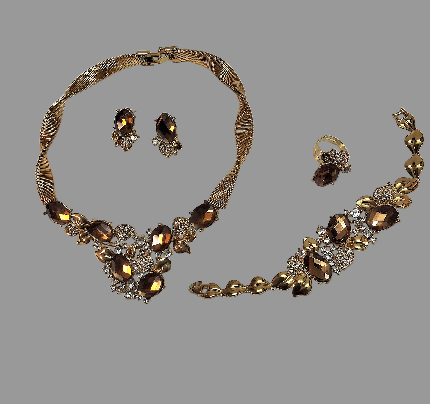 Parure complète en strass topaze NACRELUNE parure