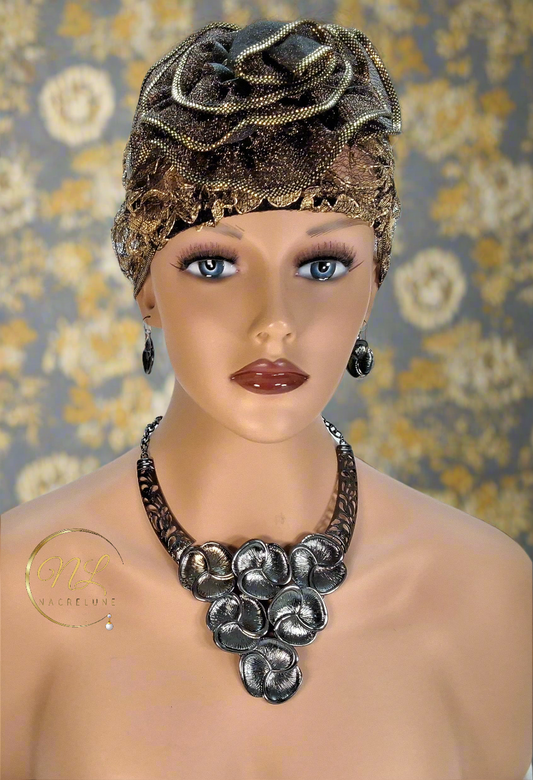 🎃Parure fantaisie en métal en forme de fleurs NACRELUNE parure