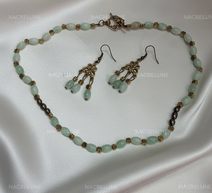 Parure en aigue-marines polies NACRELUNE parure