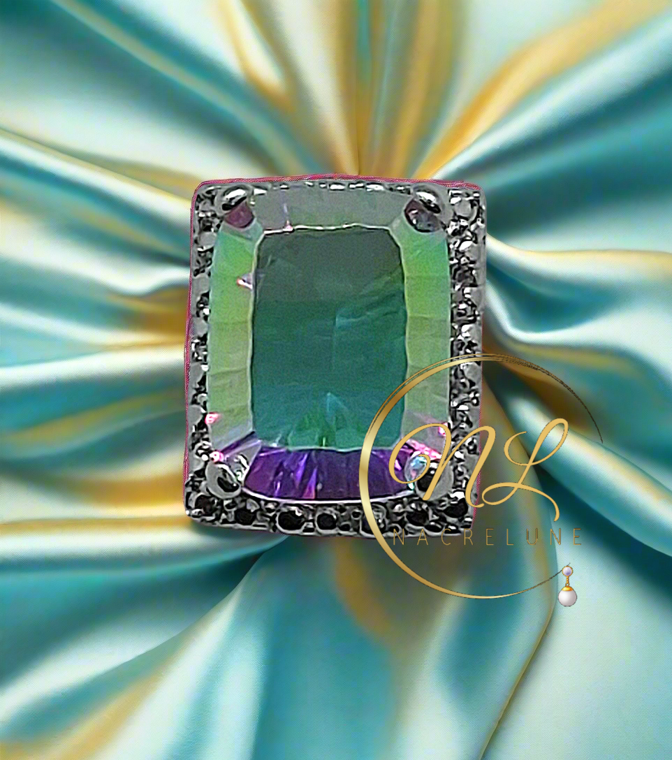 Pendentif en argent 925 avec topaze traitée mystique multicolore