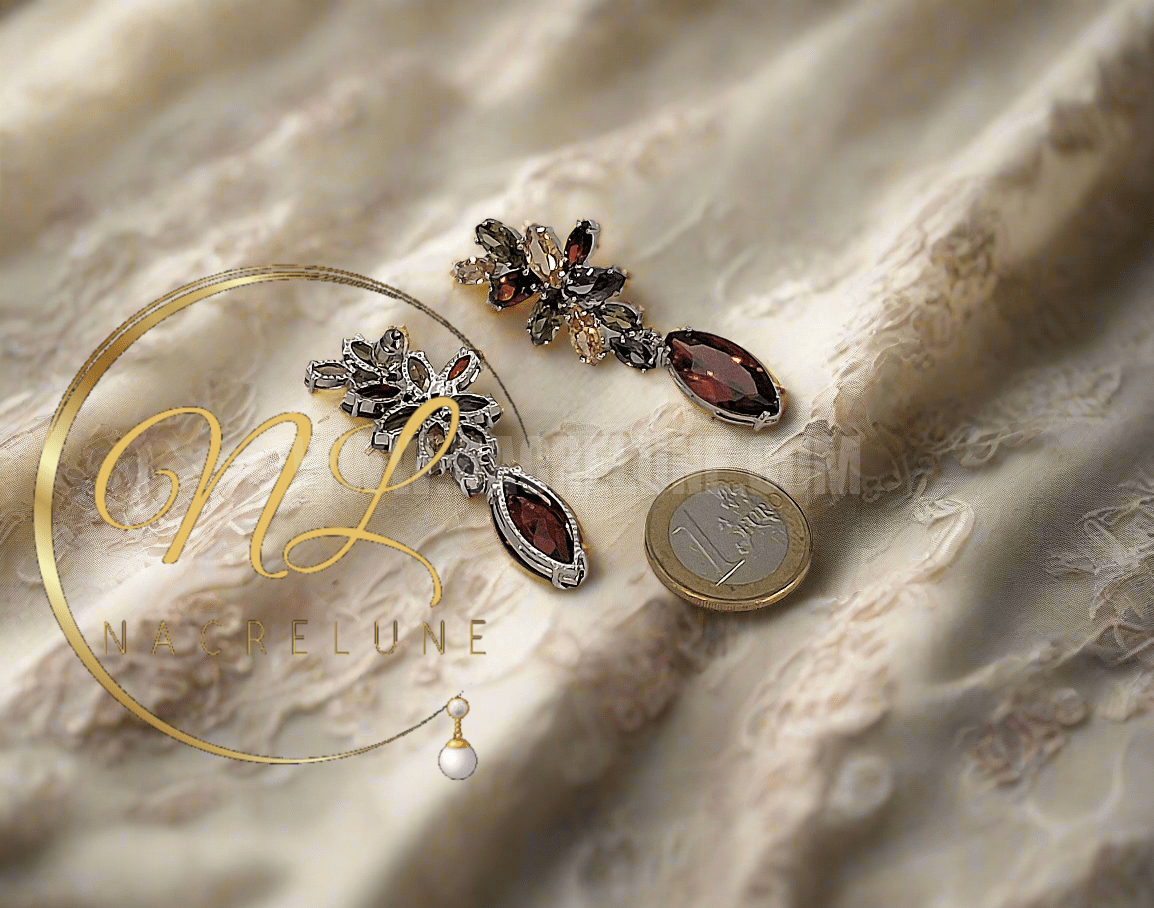 Grandes boucles d'oreille zirconia multicolores NACRELUNE boucles d'oreille