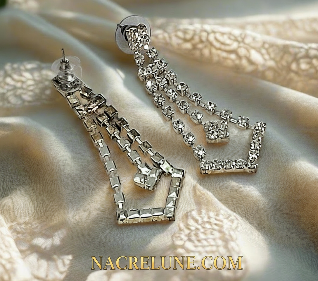 Longues boucles d'oreille en strass NACRELUNE boucles d'oreille