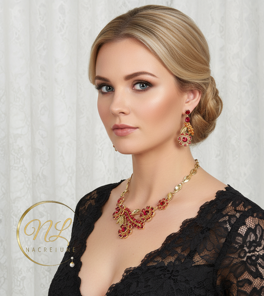 Parure en strass grandes marguerites : choisissez votre couleur NACRELUNE parure