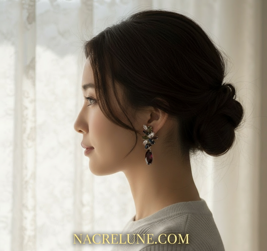 Grandes boucles d'oreille zirconia multicolores NACRELUNE boucles d'oreille