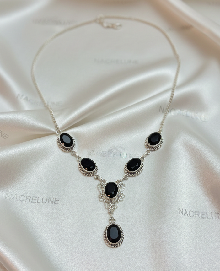 Collier argent et grenats taillés NACRELUNE collier