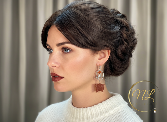 boucles d'oreille en agate et ambre NACRELUNE boucles d'oreille