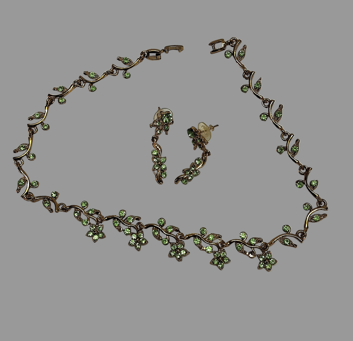 Parure en strass vert pale NACRELUNE parure