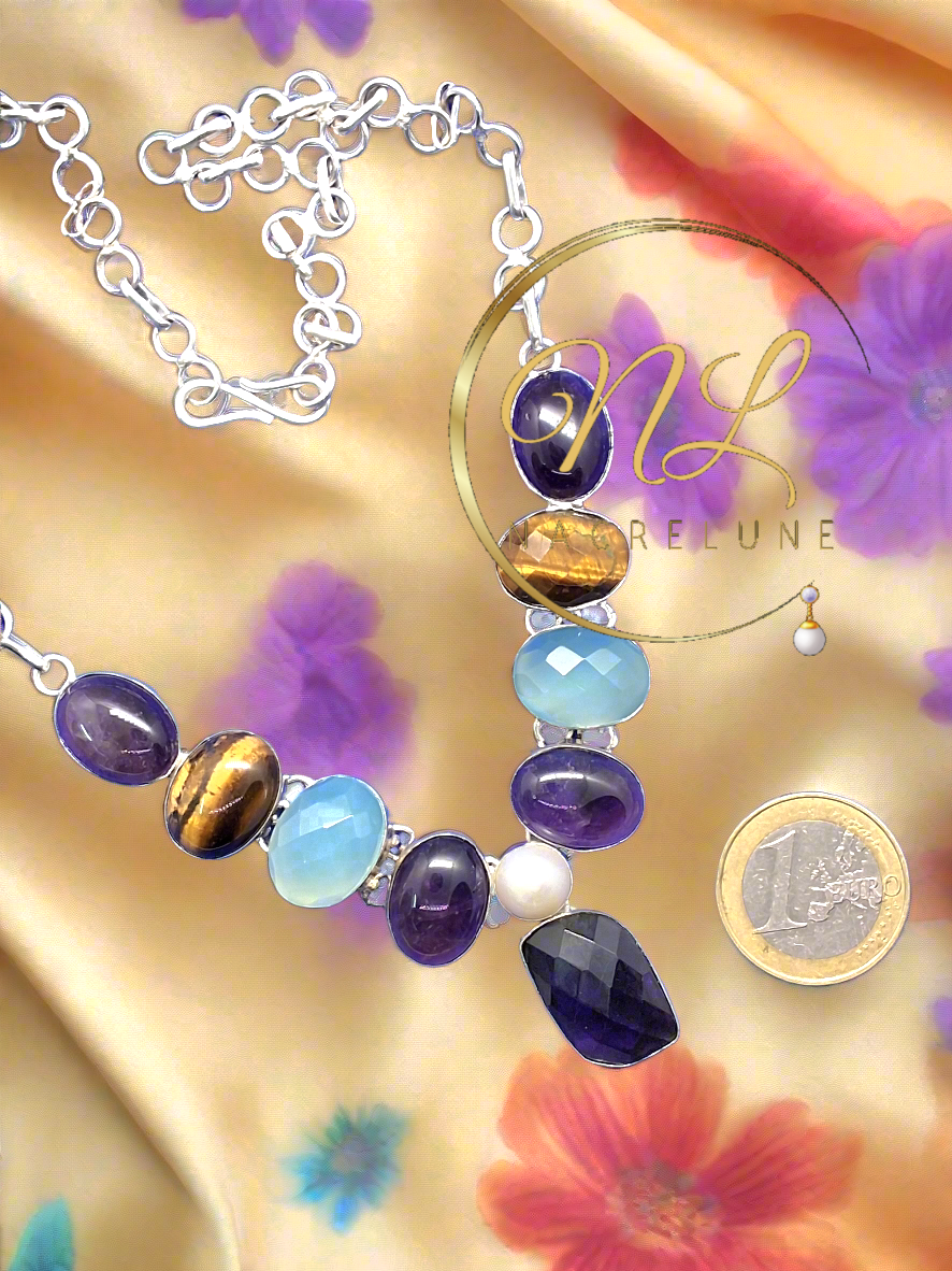 Collier en argent et pierres fines NACRELUNE collier