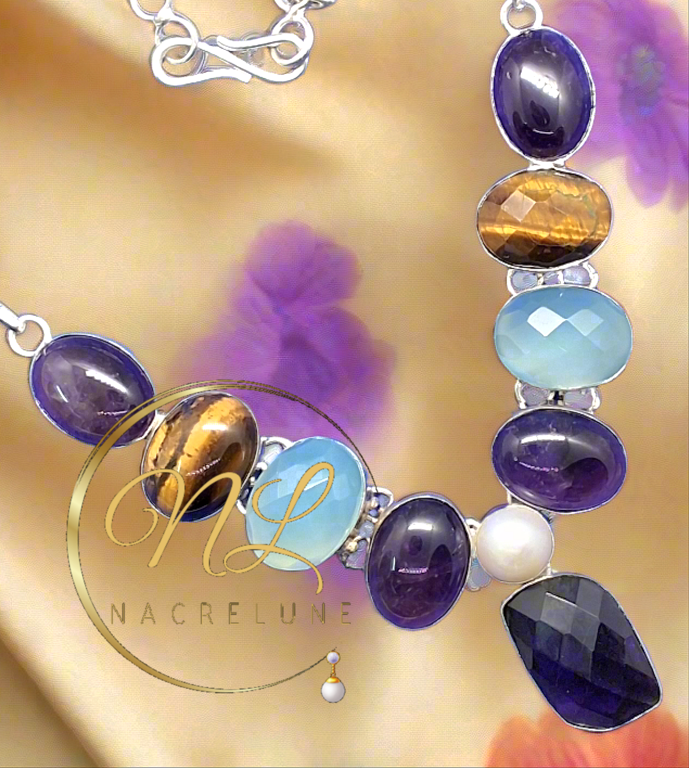 Collier en argent et pierres fines NACRELUNE collier