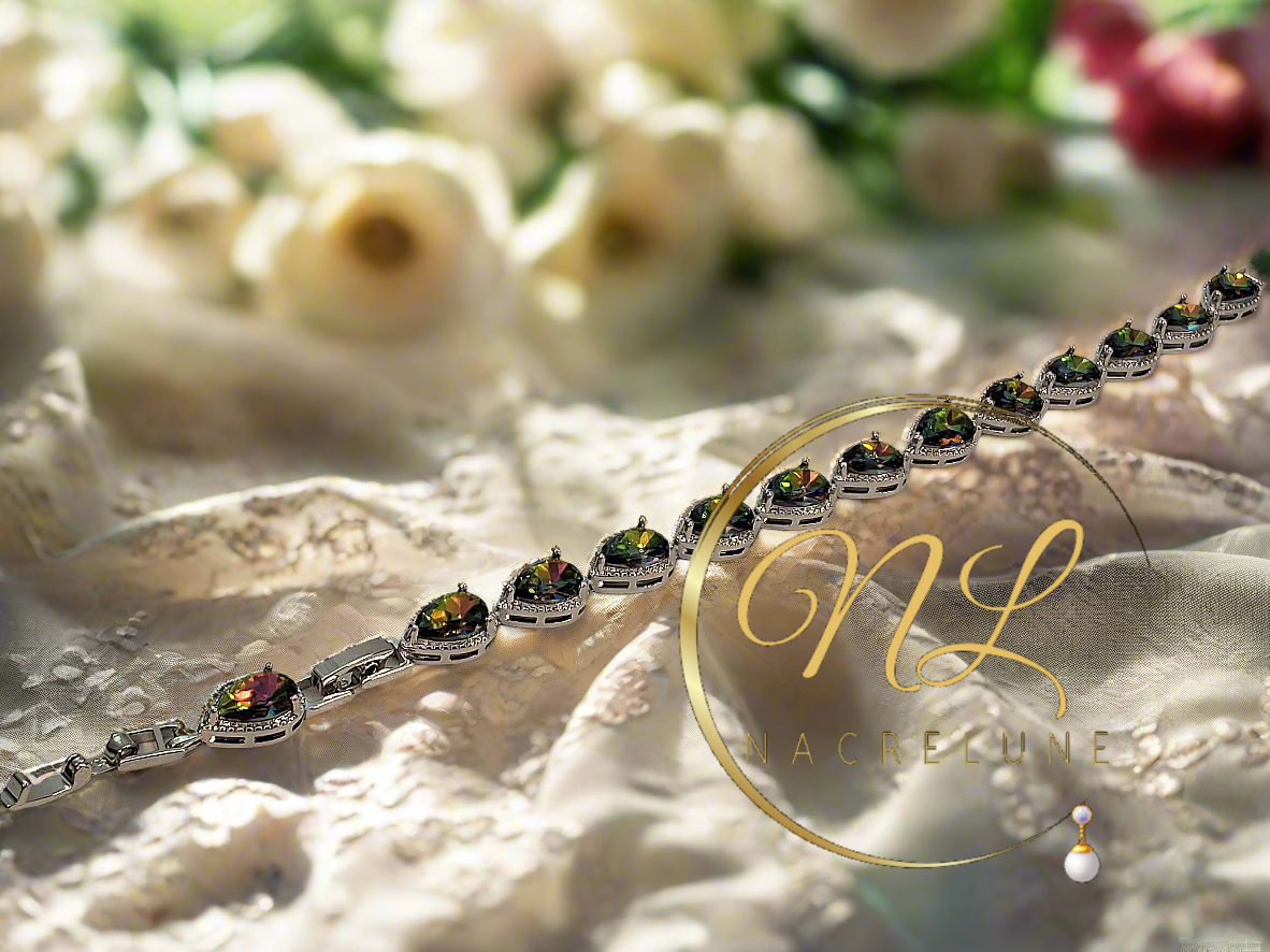 Bracelet en argent avec topazes taillées traitées mystique