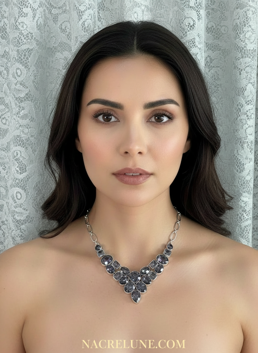 Collier en argent 925 et topazes traitées mystique NACRELUNE collier