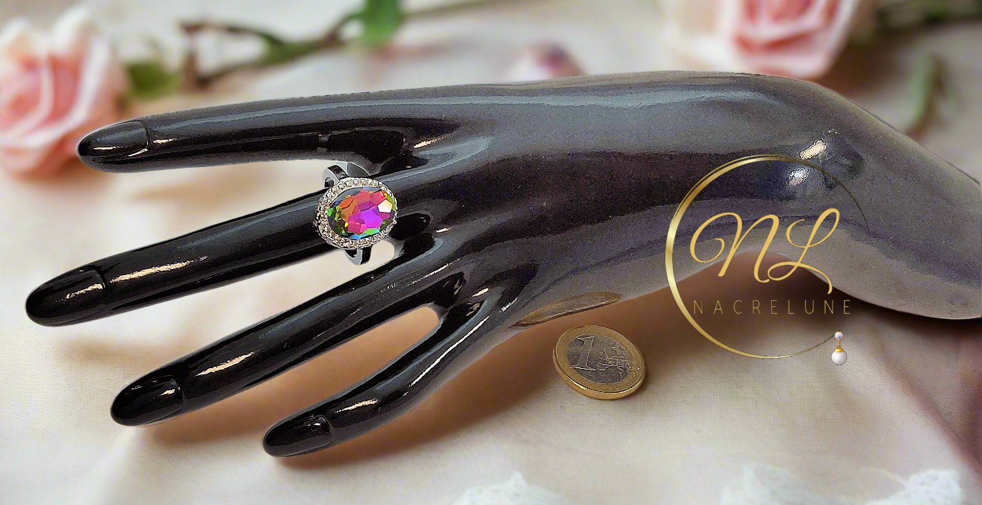 Bague en argent avec topaze mystique