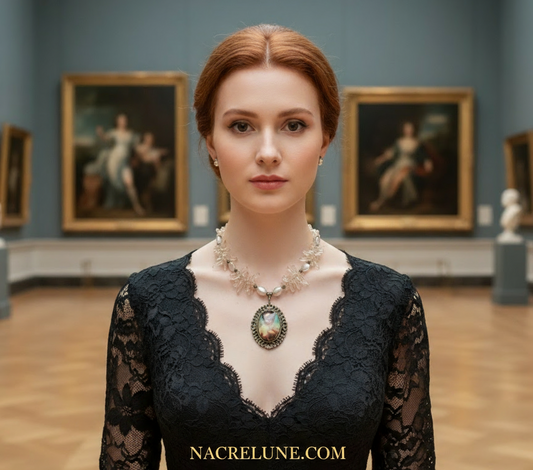 Collier cristal de roche avec camée NACRELUNE collier
