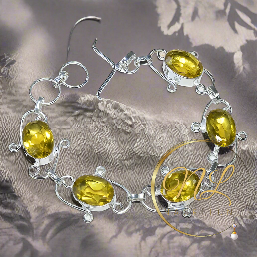 Bracelet en argent avec citrines taillées