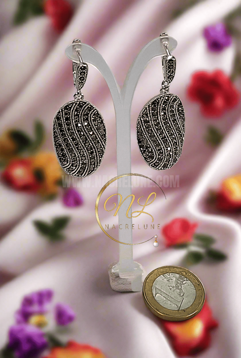 Boucles d’oreille en marcassites NACRELUNE boucles d'oreille