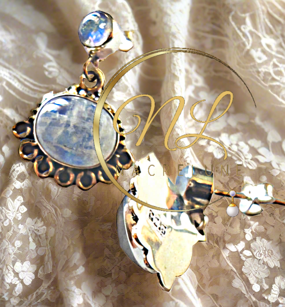 Boucles d'oreille en argent avec pierres de lune