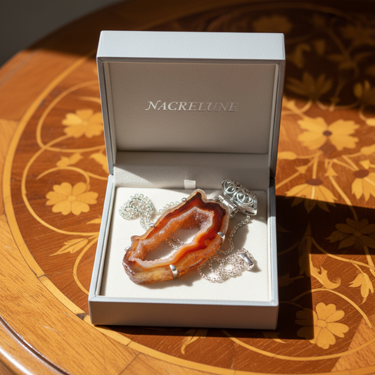 🎃Pendentif en argent 925 avec agate NACRELUNE pendentif