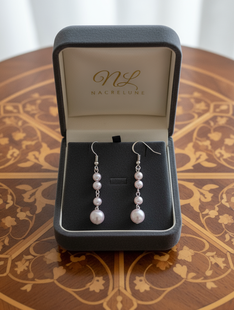 Boucles d’oreille en perles roses NACRELUNE boucles d'oreille