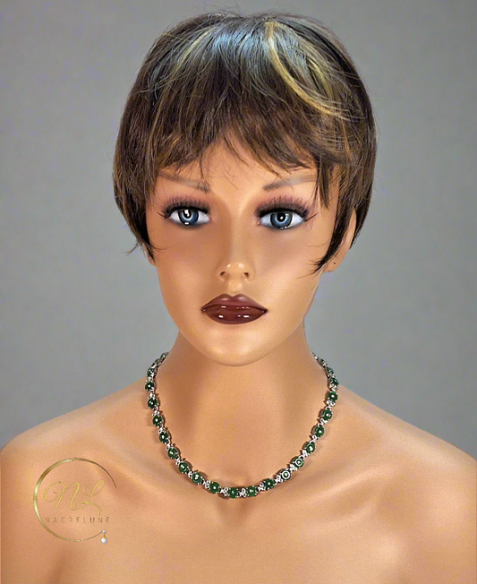 collier en zirconia imitation emeraudes et diamants NACRELUNE collier