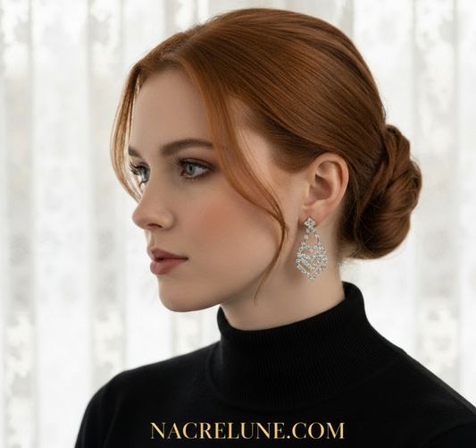 longues boucles d'oreille en strass NACRELUNE boucles d'oreille