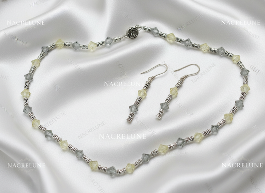 Parure en cristaux swarovki jaunes et gris NACRELUNE parure