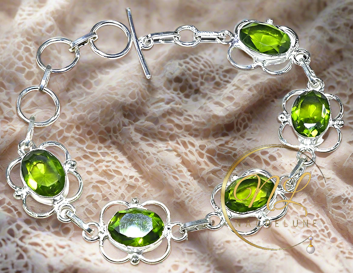 Bracelet en argent avec peridots(olivine)