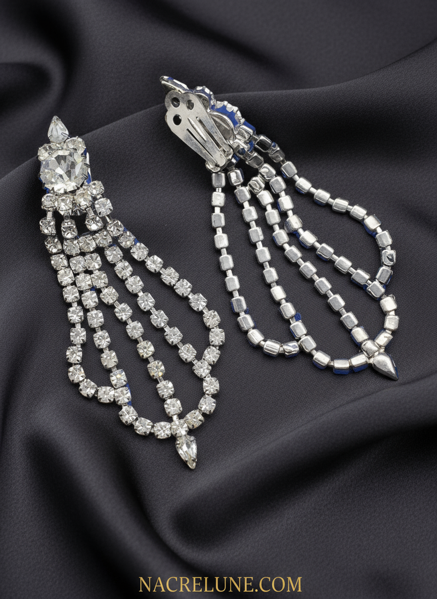 Grandes boucles d’oreille clip en strass NACRELUNE boucles d'oreille