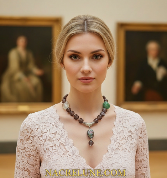 Collier en perles de verre de style Murano NACRELUNE collier