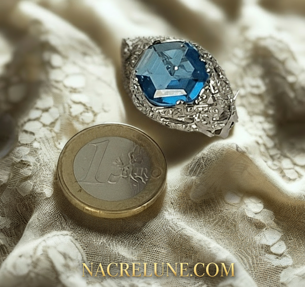 Bague argent avec topaze bleue NACRELUNE Bague