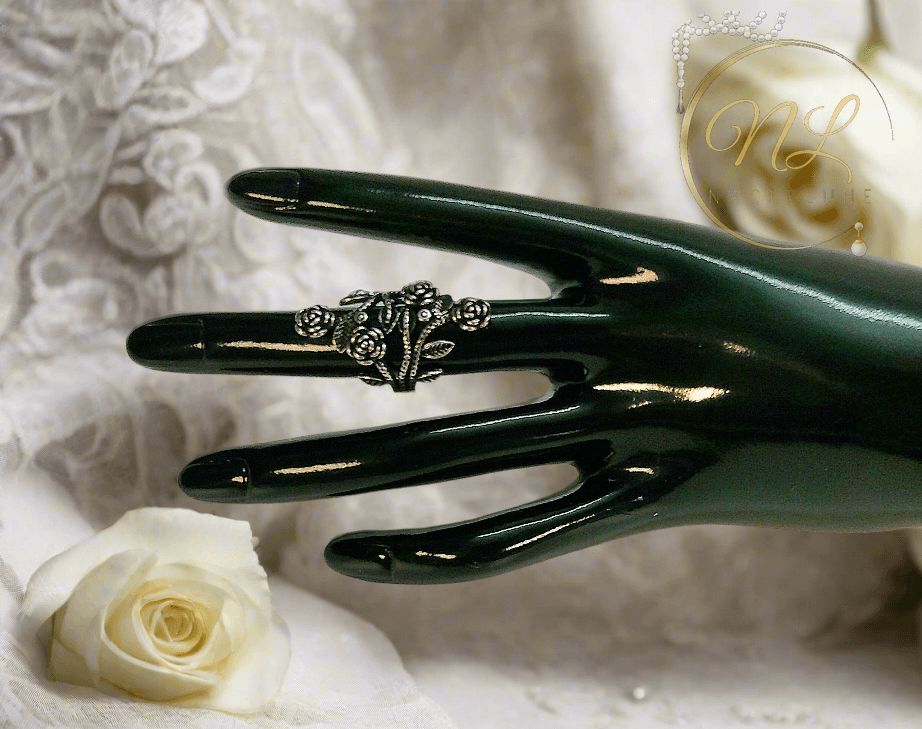 Bague réglable fantaisie avec roses NACRELUNE Bague