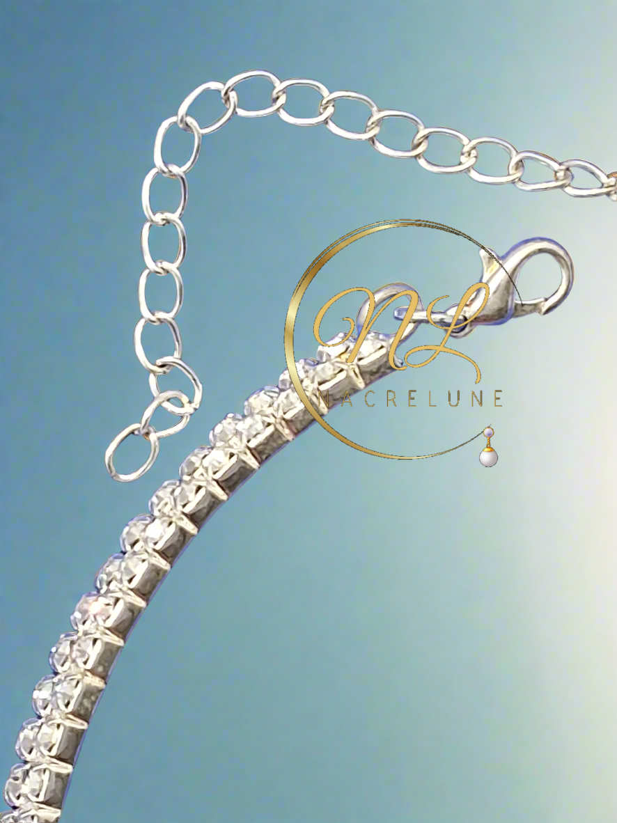 Collier rigide choker en strass NACRELUNE collier