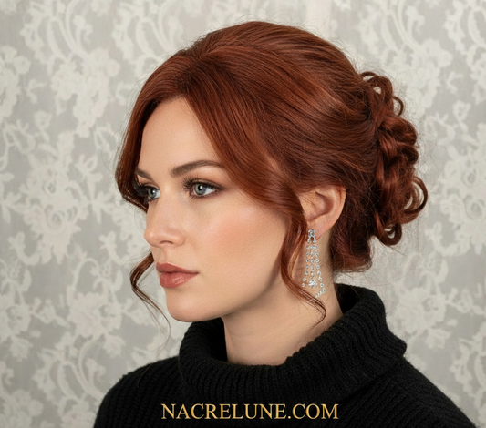 Longues boucles d'oreille en strass NACRELUNE boucles d'oreille