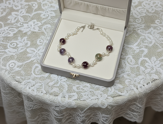 Collier en perles de nacre et grandes agates indiennes NACRELUNE collier