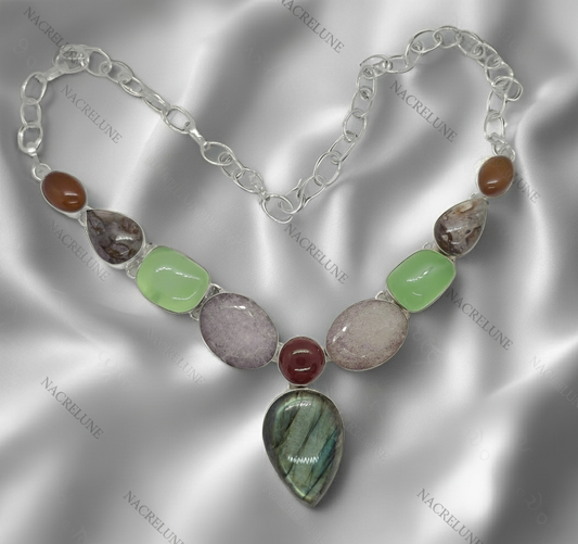 Collier en argent et pierres fines NACRELUNE collier