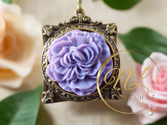 🎃Pendentif cadre avec fleur, choisissez votre couleur Violet NACRELUNE pendentif
