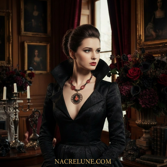 Collier en perles de culture roses avec camée NACRELUNE collier