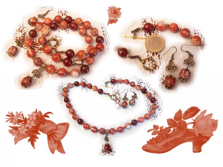 parure en perles d'agate cornaline